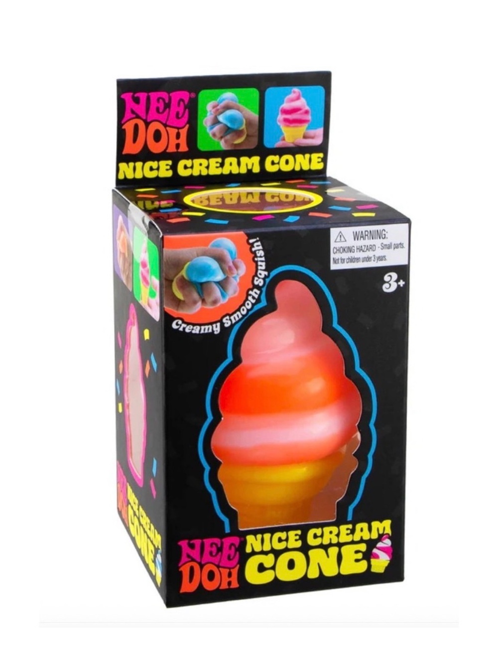 NIB Needoh Nice Cream Cone Soft Squishy Toy - Orange and white 100% Authentic